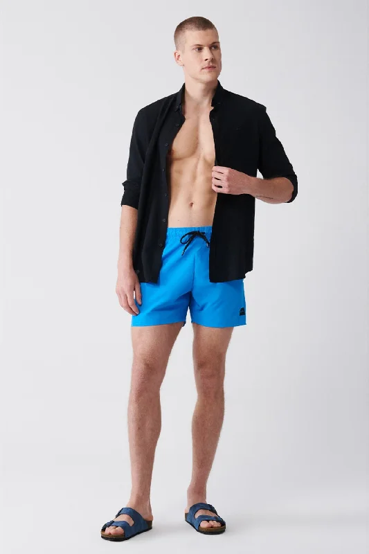 Summer Shorts For Kids-Men's Blue Quick Dry Standard Size Straight Swimwear Marine Shorts E003801