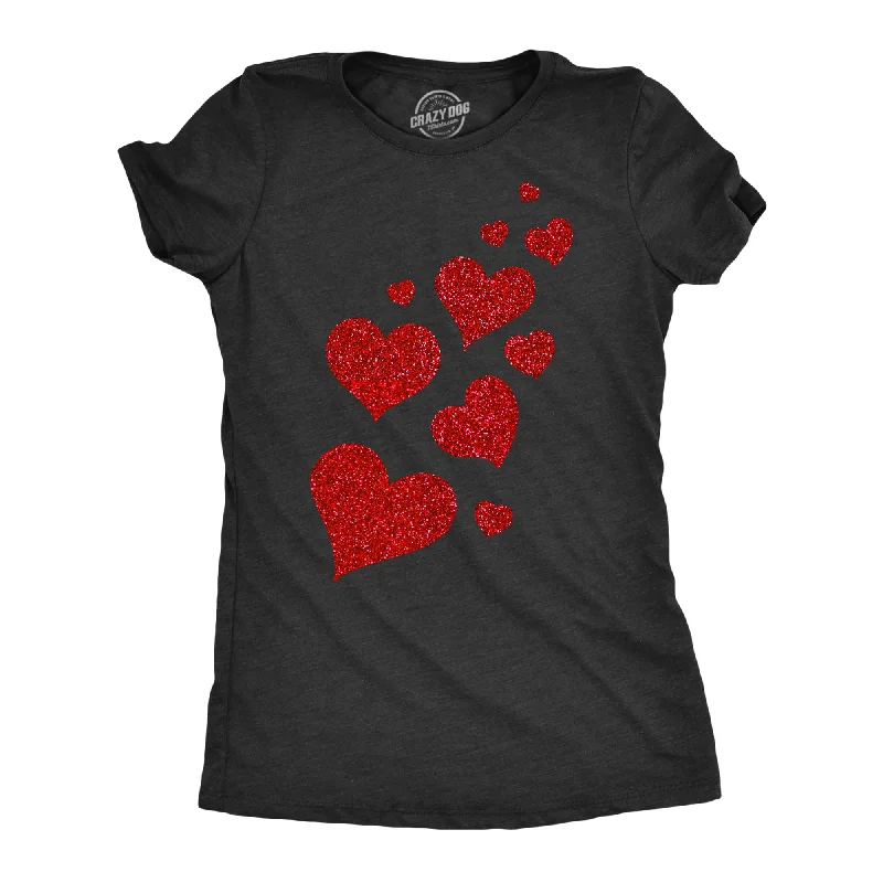 T-Shirt With Fashionable Design-Glitter Hearts Women's T Shirt