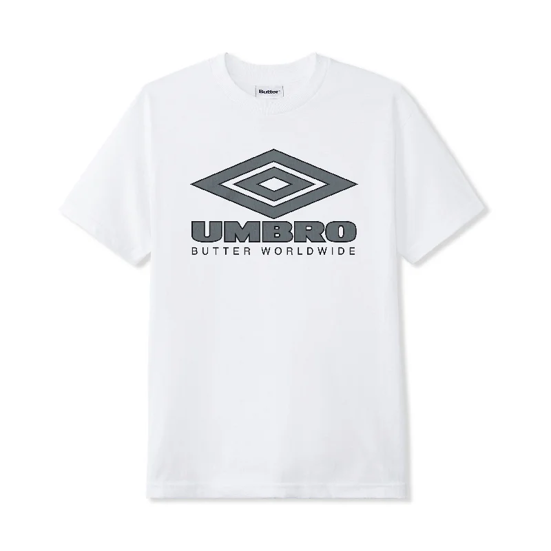 T-Shirt For Summer-BUTTER GOODS X UMBRO - "DIAMOND LOGO" T-SHIRT (WHITE)