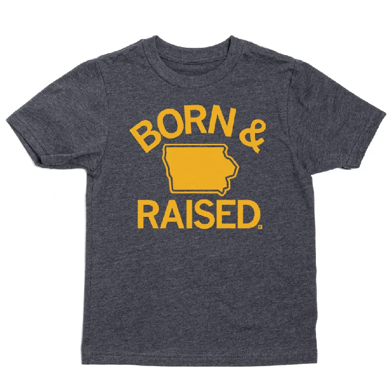 T-Shirt For Birthday Gifts-IA Born & Raised Charcoal Kids