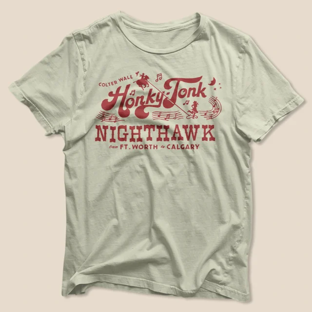 T-Shirt With Creative Art-Colter Wall Honky-Tonk Nighthawk T-Shirt Natural