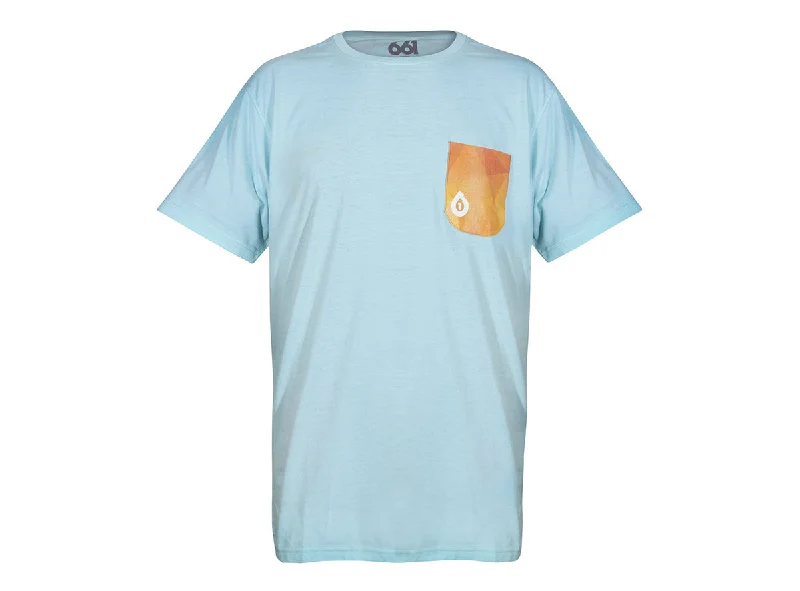 T-Shirt With Bold Artistic Prints-661 Geo Pocket Tee - Duck Egg Blue