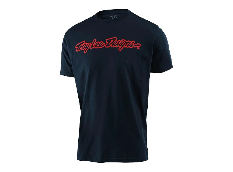 T-Shirt With Bold Artistic Prints-Troy Lee Designs Signature Tee - Navy