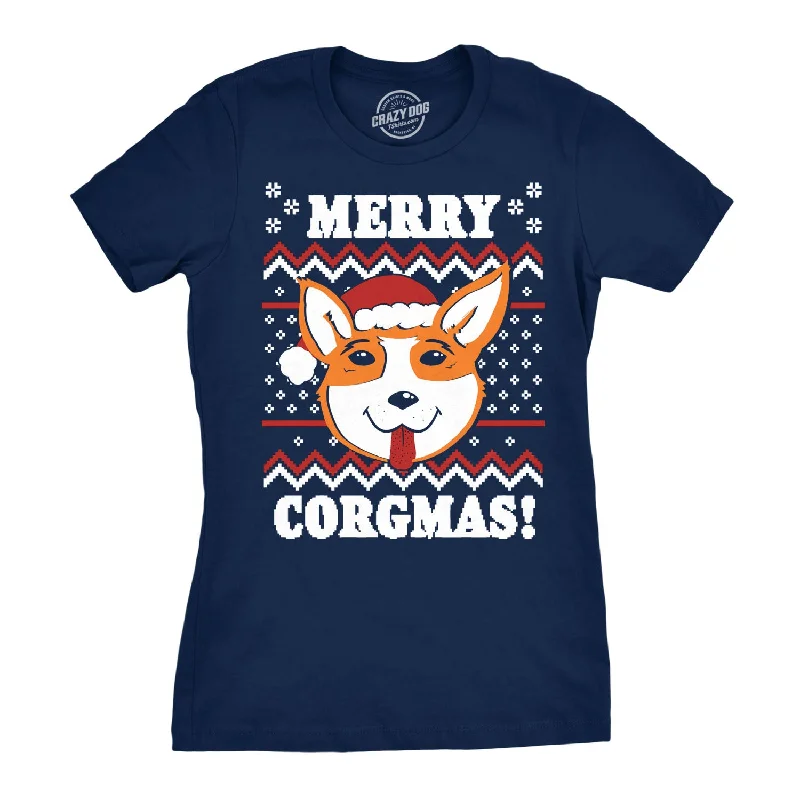 T-Shirt For Minimalist Style-Merry Corgmas Ugly Christmas Sweater Women's T Shirt