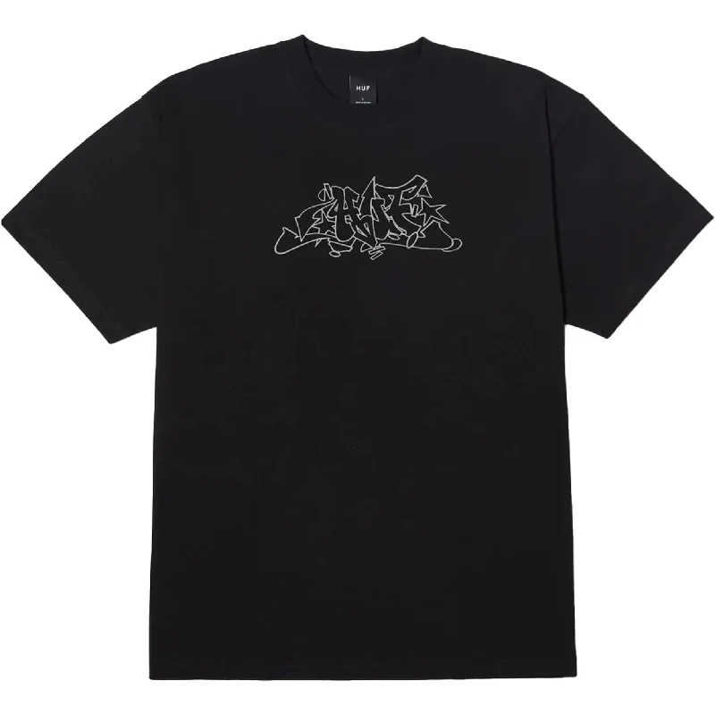 T-Shirt For Team-HUF Outlines Tee Black