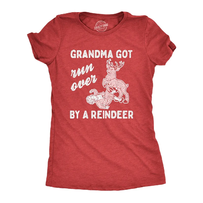 T-Shirt With Fashionable Logo-Grandma Got Run Over By A Reindeer Women's T Shirt