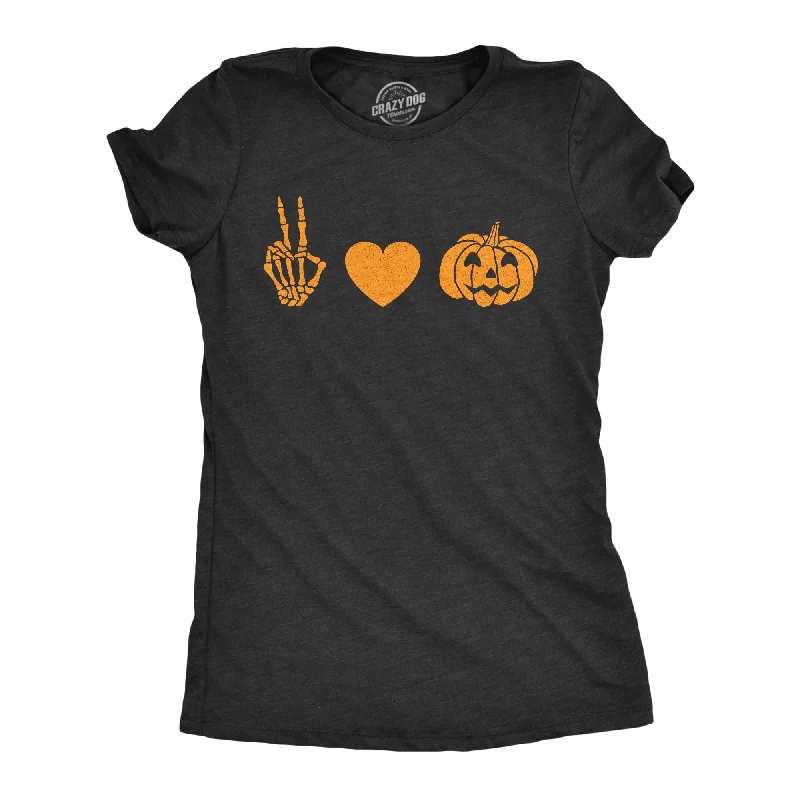 T-Shirt For Special Occasions-Peace Love Jack-O-Lantern Women's T Shirt