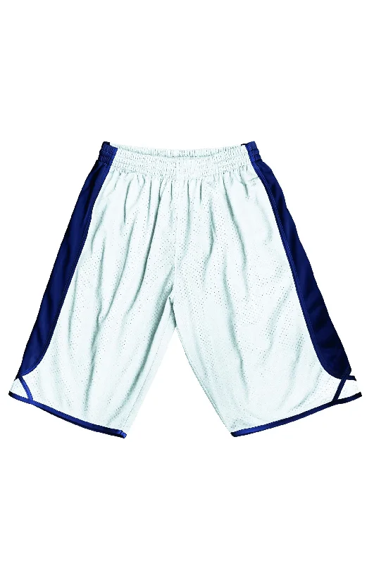 Shorts For Hiking And Camping-Basketball Shorts - White/Navy