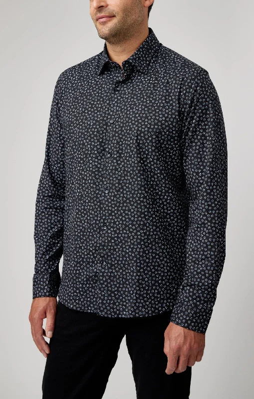 T-Shirt With Cool Graphics-Black Accent Ditsy Print Shirt