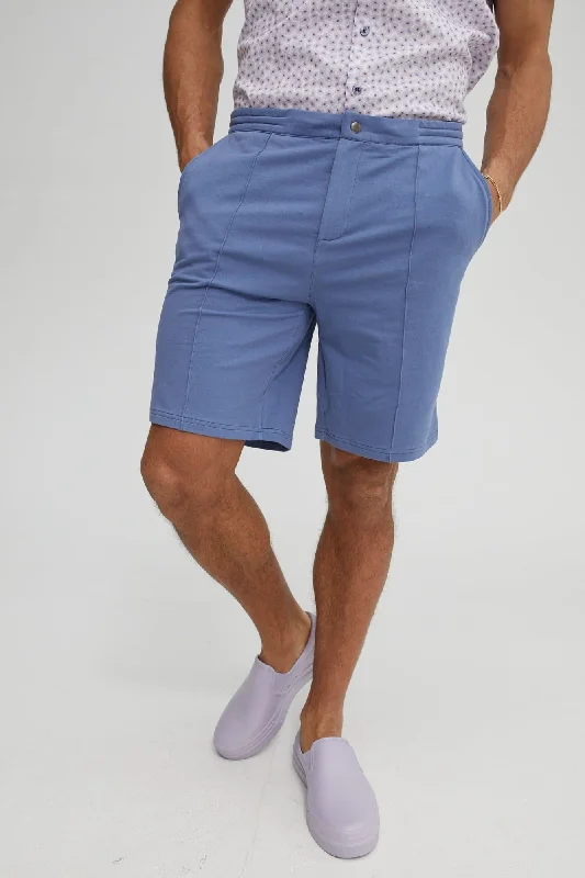 Beach Shorts For Men-Blue Fleece Knit Shorts