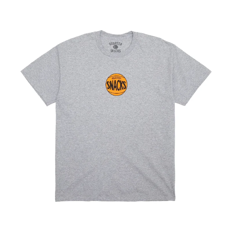 T-Shirt For Summer Parties-QUARTERSNACKS - "70'S LOGO" T-SHIRT (HEATHER GREY)