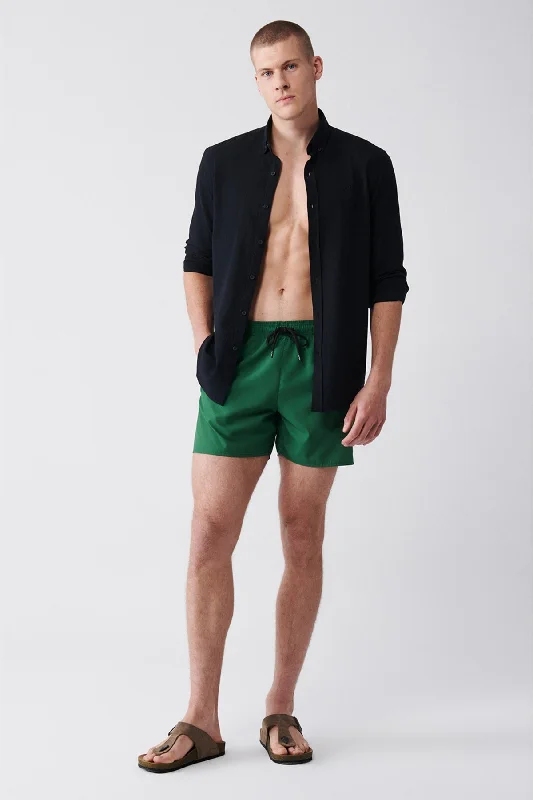 Gym Shorts For Women-Men's Green Quick Dry Standard Size Straight Swimwear Marine Shorts E003801