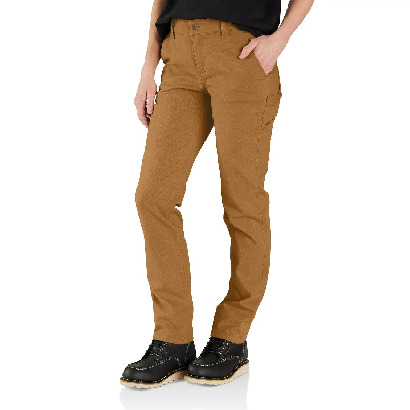 Pants For Tailgate Parties-Carhartt Women's Rugged Flex® Relaxed Fit Canvas Work Pant_Carhartt Brown