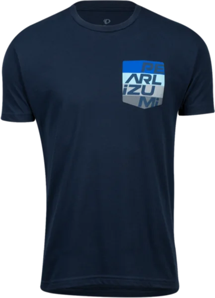 Custom T-Shirt With Company Logo-Pearl Izumi Pocket Tee Shirt - Aspect Pocket - Midnight Navy