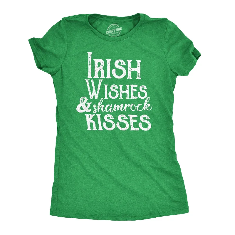 T-Shirt With Holiday Designs-Irish Wishes And Shamrock Kisses Women's T Shirt