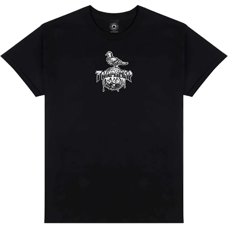 T-Shirt With Fashionable Design-AntiHero Thrasher Collab Cover the Earth T-Shirt Black