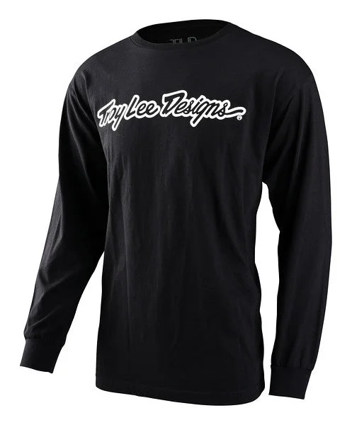 Custom T-Shirt For School Uniforms-Troy Lee Designs Signature Long Sleeve Tee - Black