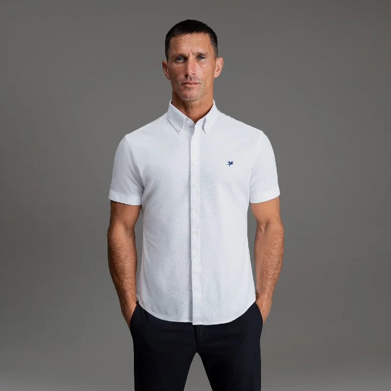 T-Shirt With Embroidered Logo-Stretch Oxford Short Sleeve Shirt