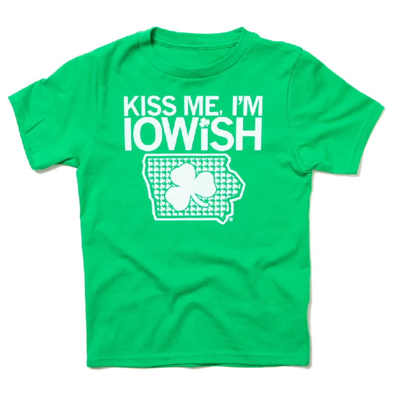 T-Shirt With Fashionable Logo-Kiss Me I'm Iowish Kids