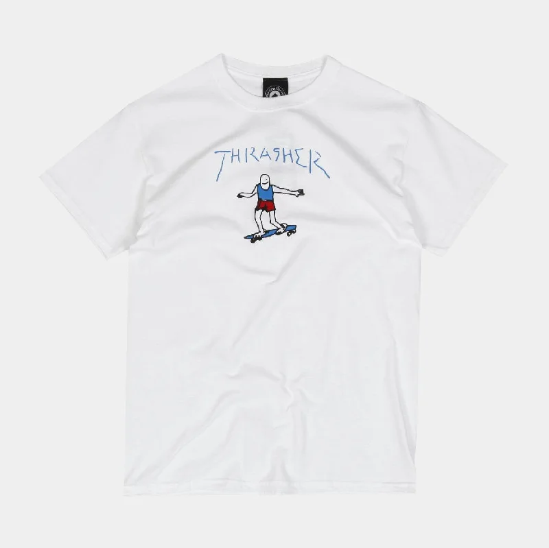 Cheap T-Shirt-THRASHER GONZ LOGO TEE - WHITE BLUE