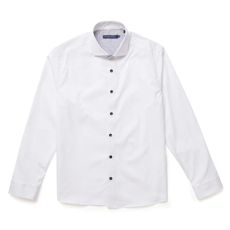 T-Shirt For All Ages-White Solid Woven Drytouch Shirt