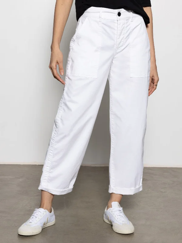 Pants For Comfort And Style-Cruiser Semi High Rise Chino Pant Bleached White