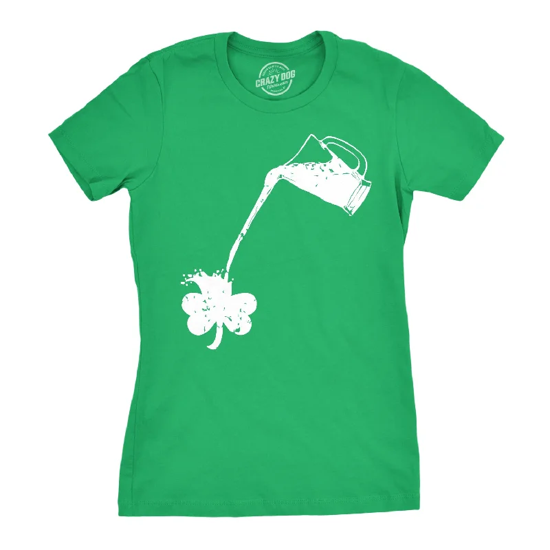 T-Shirt With Comic Character Design-Pouring Shamrock Women's T Shirt