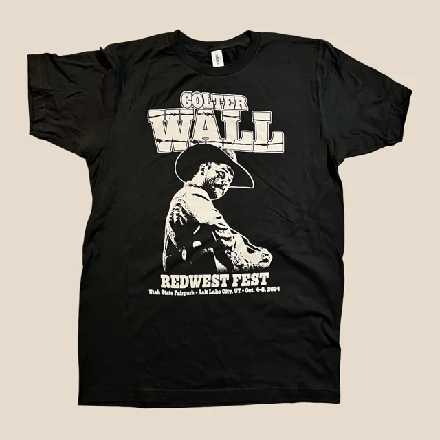 T-Shirt With Music Band Design-Colter Wall  RedWest Fest Black Shirt